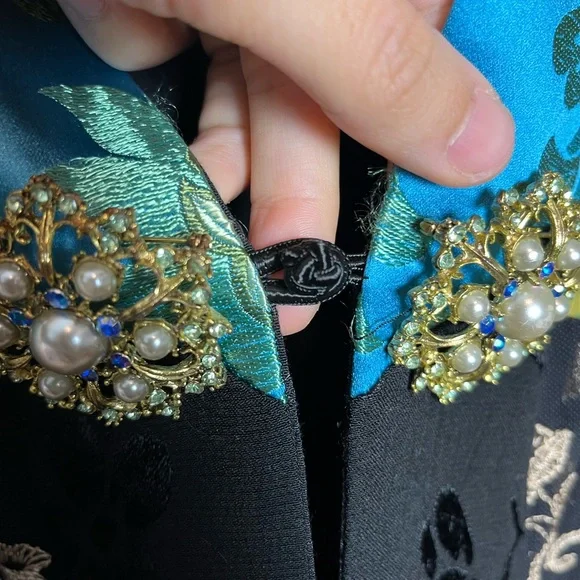 Y2K Spencer Alexis Floral Fairy Lacy Kimono Womens Blouse Size Large - Picture 9 of 13